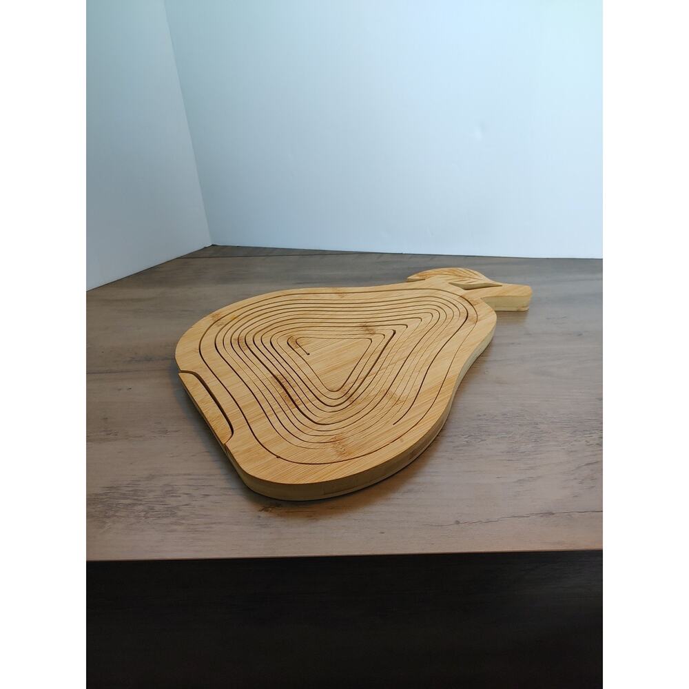 Pear Shaped Folding Collapsible Wooden Basket Bowl Trivet Country Décor Kitchen